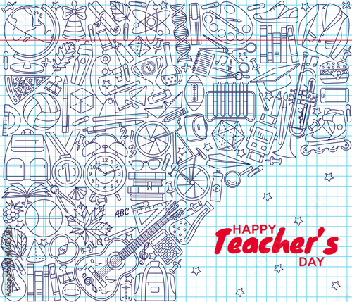 Happy Teachers Day background. Greeting card. Vector illustration