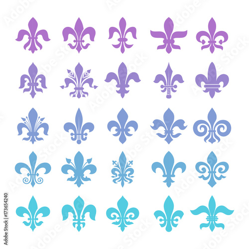 Fleur de lis symbols set.