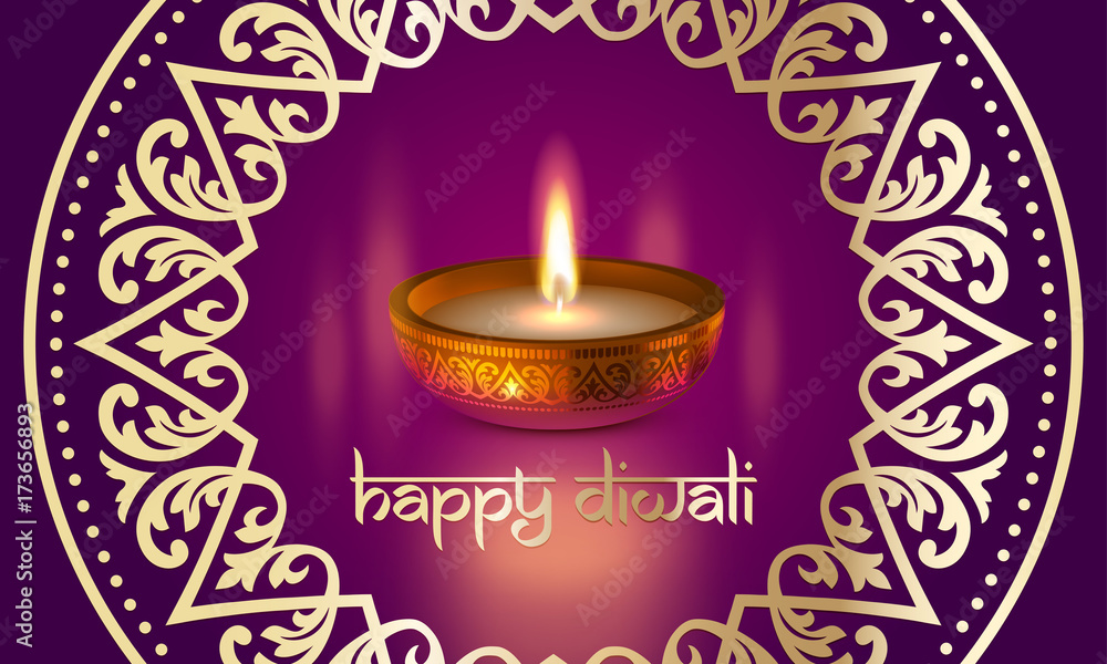 Happy Diwali gold candle light Indian festival greeting card vector design Happy Diwali gold candle light Indian festival greeting card vector design