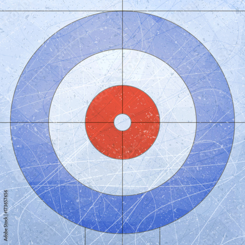 Curling House. Sport. Textures blue ice. Ice rink. Vector illustration background.