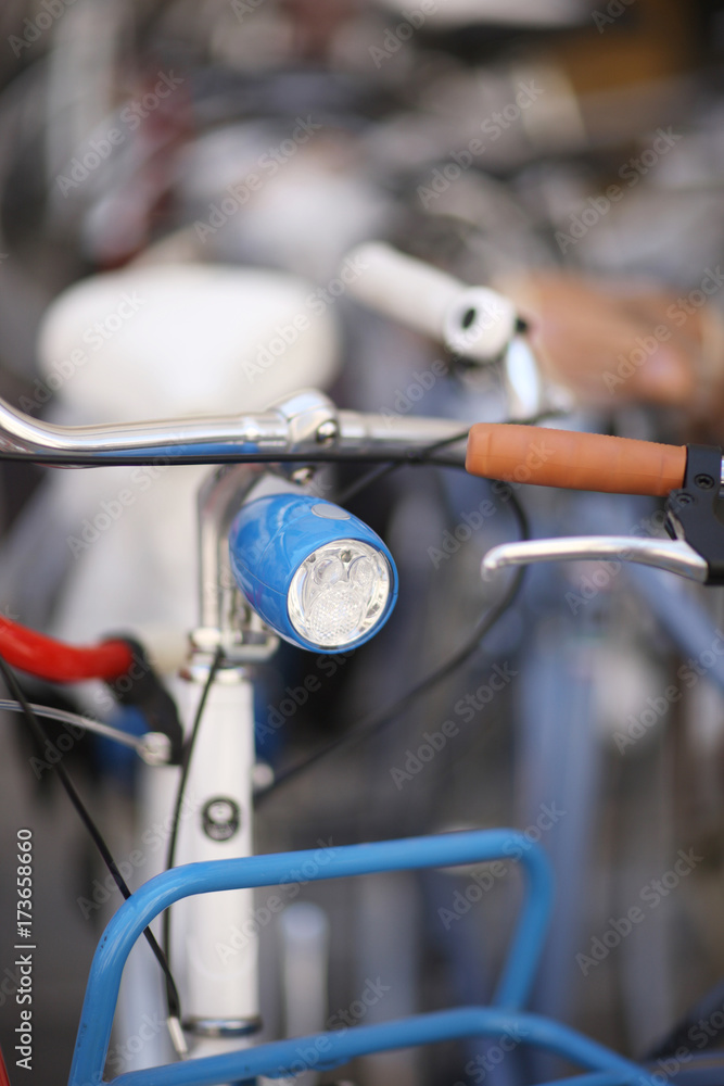 Bicycle with lantern and luggage area on the front wheel Bicycle with lantern and luggage area on the front wheel