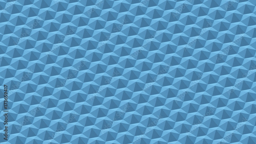 Fototapeta premium Aerial orthographic rendering of an abstract blue surface constructed from sharp hexagonal knurls.
