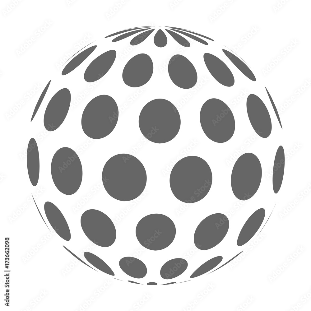 Abstract globe dotted sphere, 3d halftone effect vector background. Black and white vector illustration. Abstract globe dotted sphere, 3d halftone effect vector background. Black and white vector illustration.