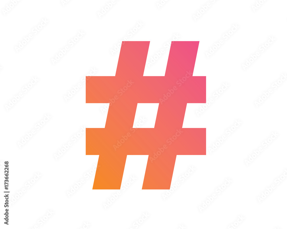 Obraz premium vector gradient pink to orange hashtag symbol icon.