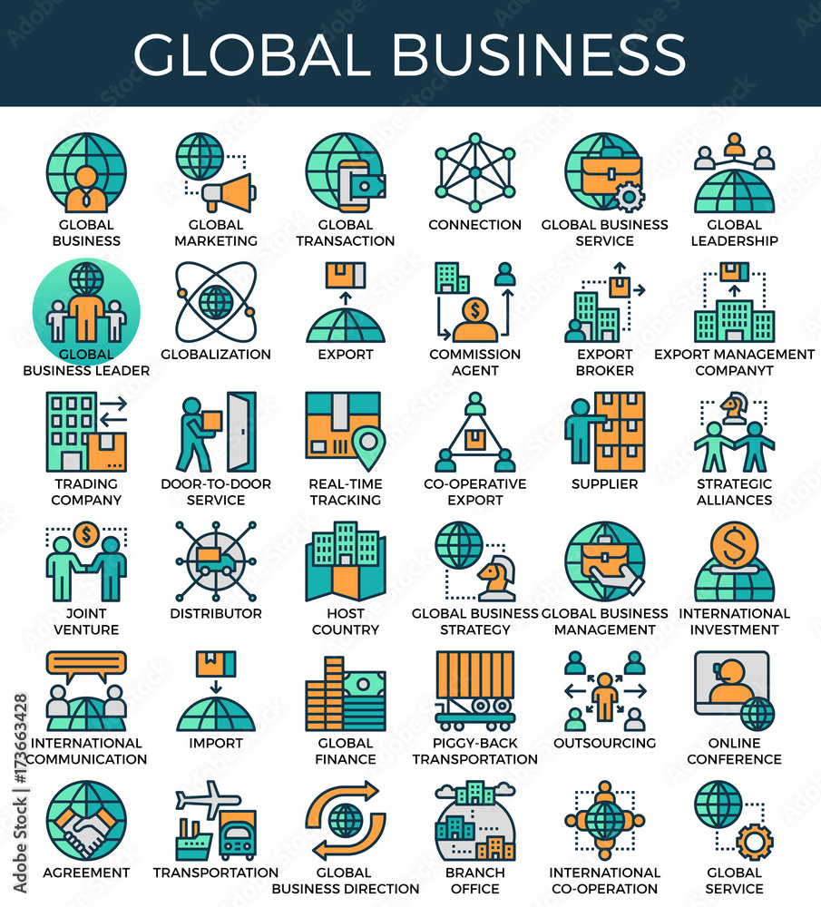 Global business concept icons Global business concept icons