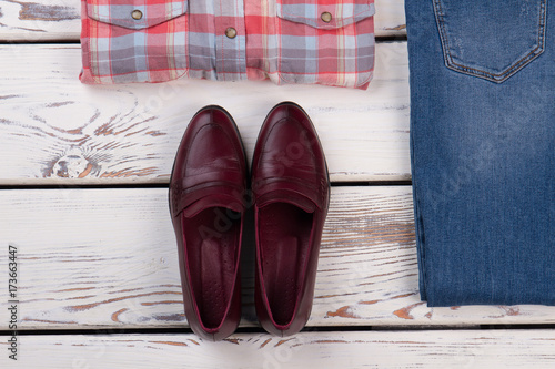 Pair of burgundy shoes