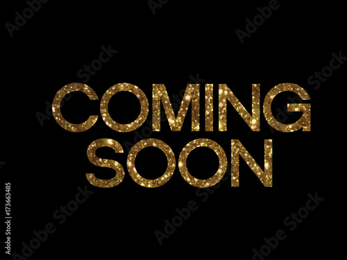 golden glitter of isolated hand writing word COMING SOON
