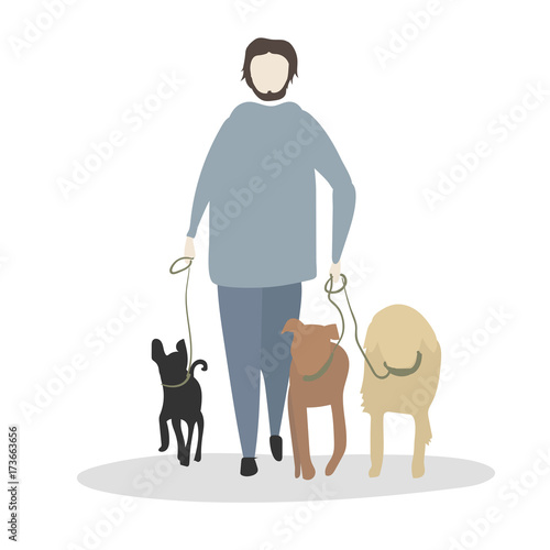 Illustration man do a dog walking