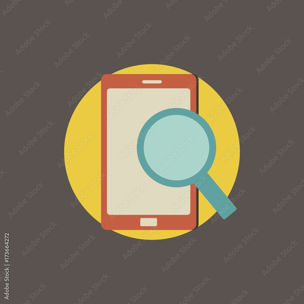 Digital device and magnifier vector icon Digital device and magnifier vector icon