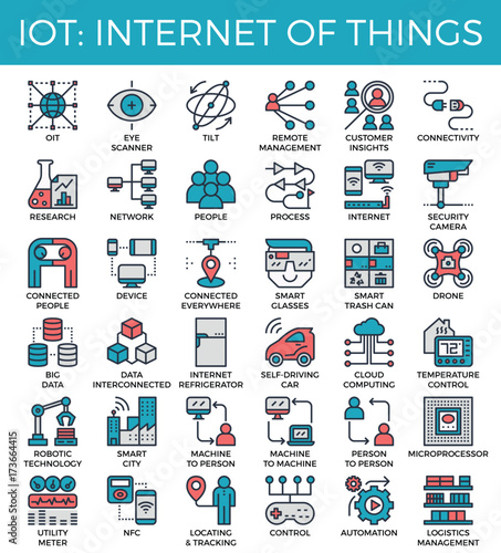 IOT : Internet of things concept detailed line icons set in modern line icon style for ui, ux, website, web, app graphic design