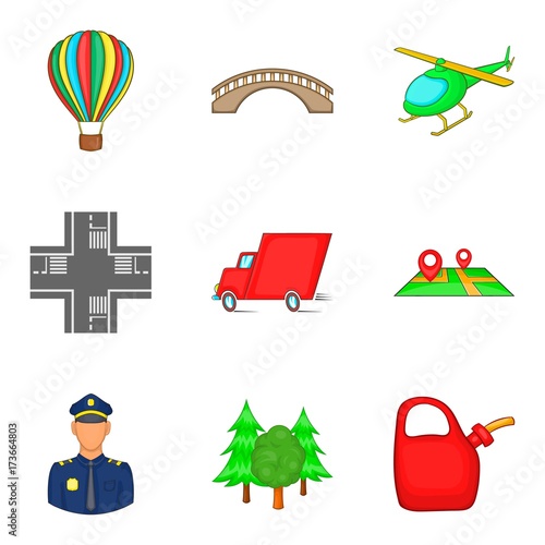 Motion control icons set, cartoon style