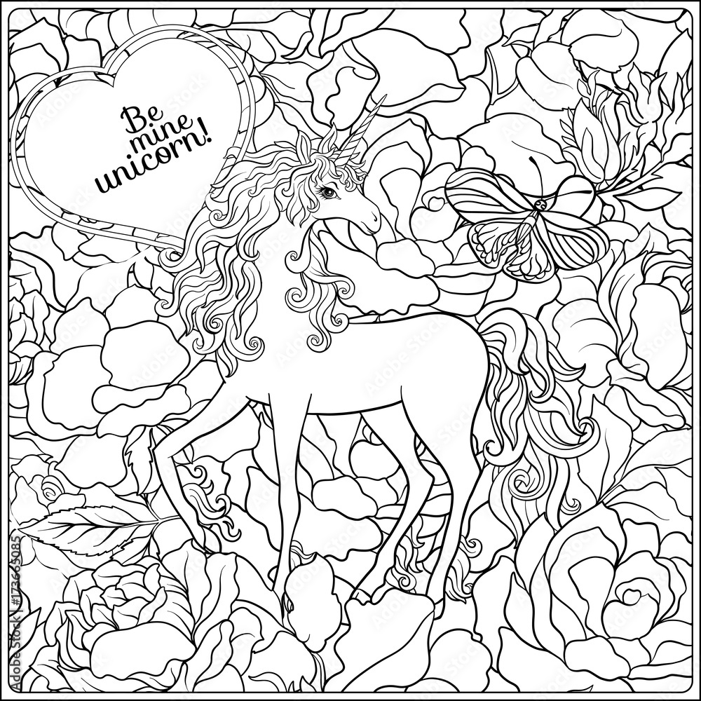 Unicorn. The composition consists of a unicorn surrounded by a bouquet of roses. Unicorn. The composition consists of a unicorn surrounded by a bouquet of roses.