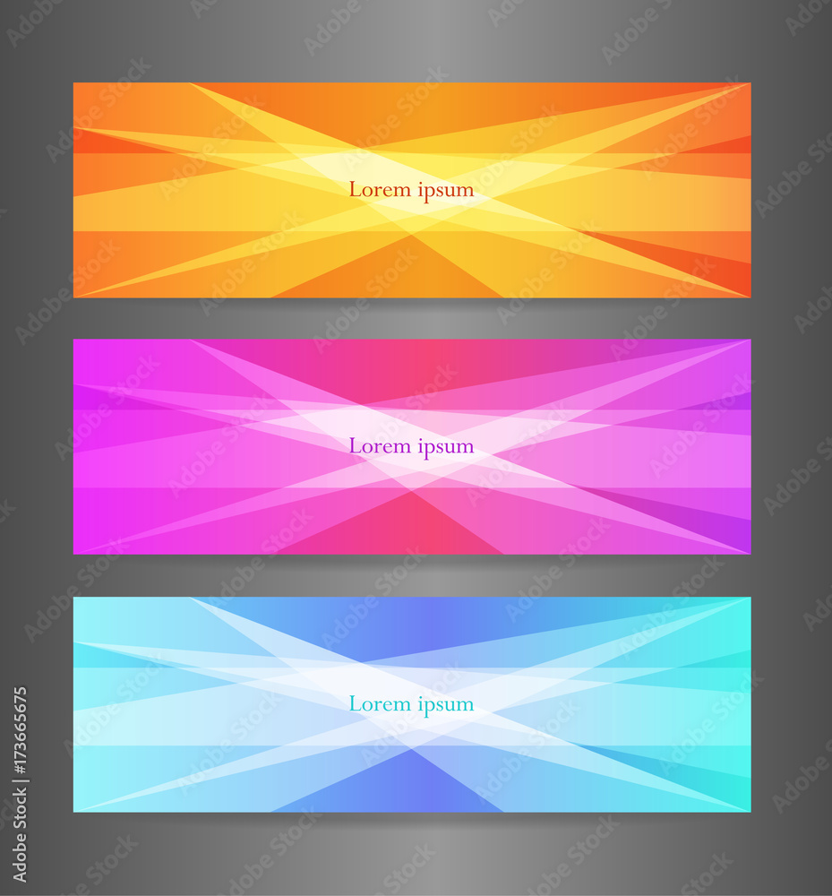 Fototapeta premium Set three abstract modern banner texture. Vector banner background for web banner design.