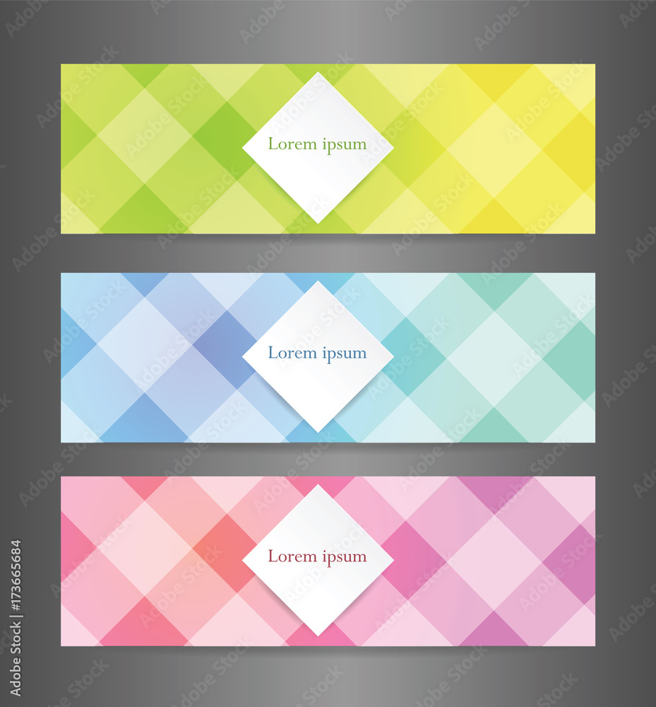 Set three abstract modern banner texture. Vector banner background for web banner design