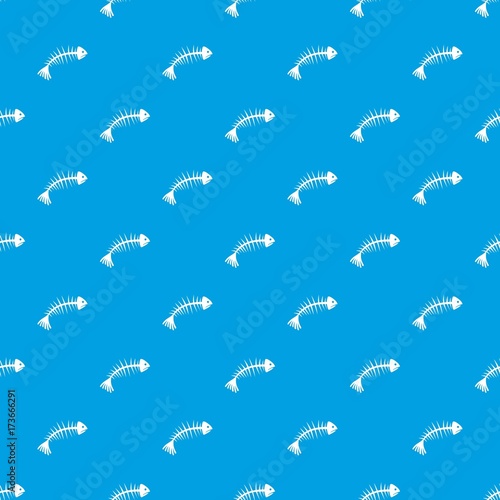 Fish bones pattern seamless blue