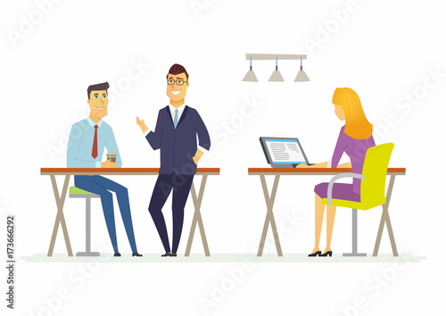 Coffee break in the offce - modern cartoon people characters illustration