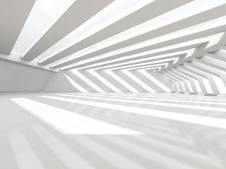 Abstract modern architecture background, empty white open space interior. 3D rendering