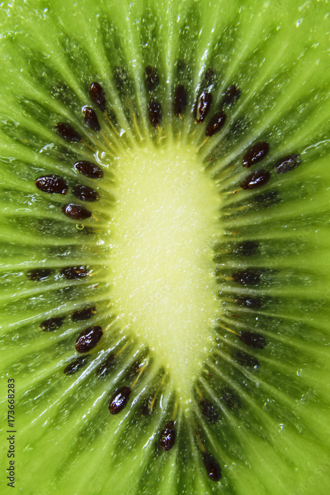 Extreme Close-Up Of Fresh Green Kiwi Fruit Slice Extreme Close-Up Of Fresh Green Kiwi Fruit Slice