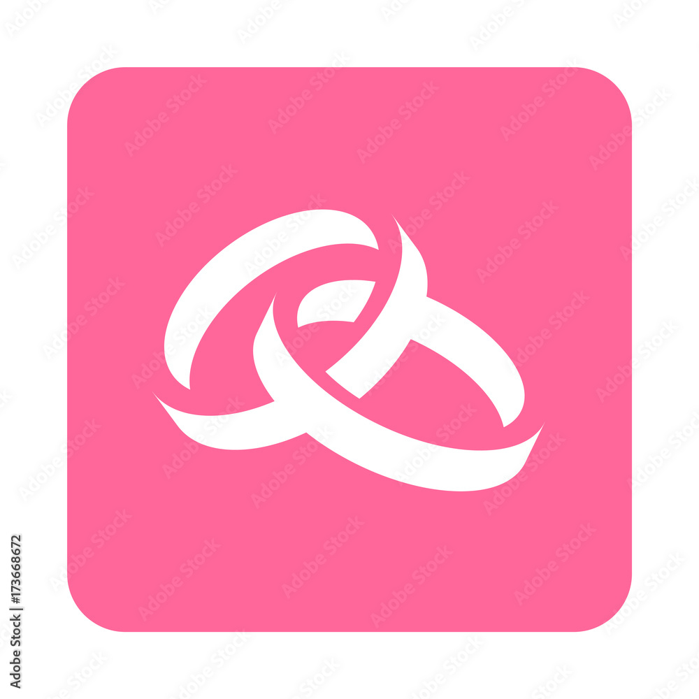 Icono plano anillos espacio negativo en cuadrado rosa Icono plano anillos espacio negativo en cuadrado rosa