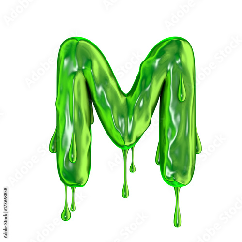 Green dripping slime halloween capital letter M
