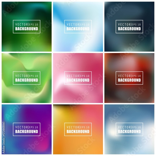 Abstract Creative concept vector multicolored blurred background set. For Web and Mobile Applications, art illustration template design, business infographic and social media, modern decoration