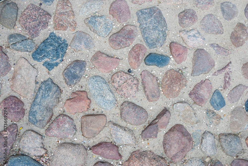gray stone pavement on top view. close up gray stone pavement on top view. close up