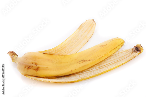 Banana peel isolated on white background close up