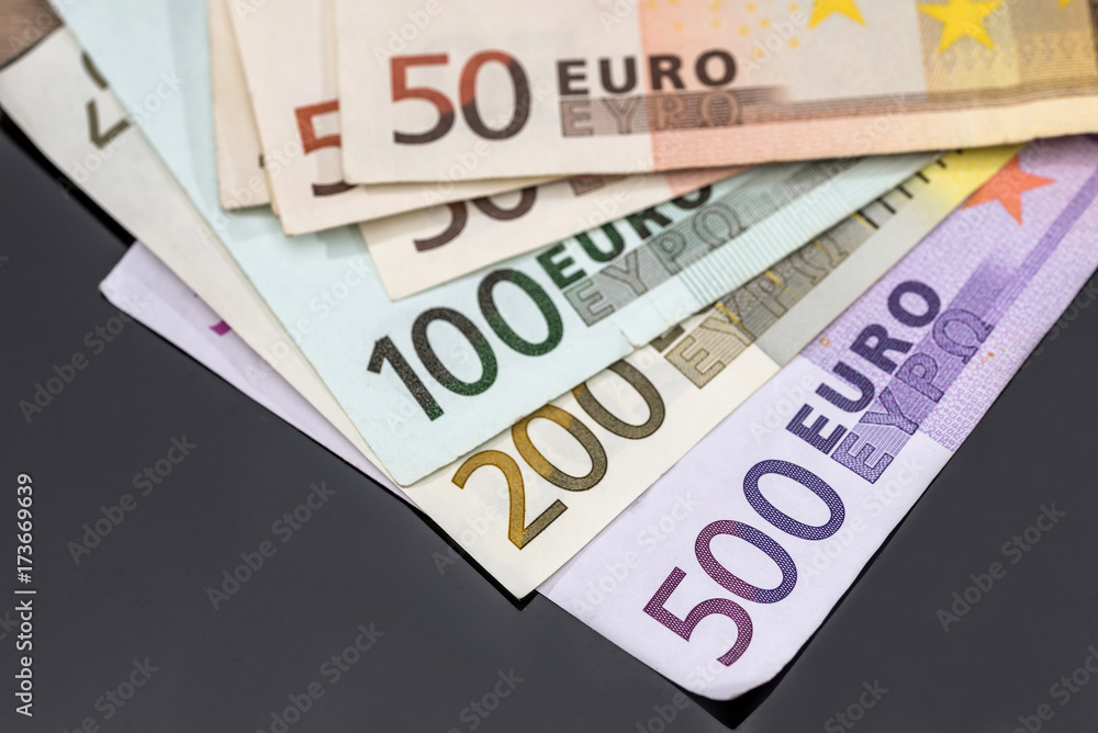 different Euro money, close up of banknotes different Euro money, close up of banknotes