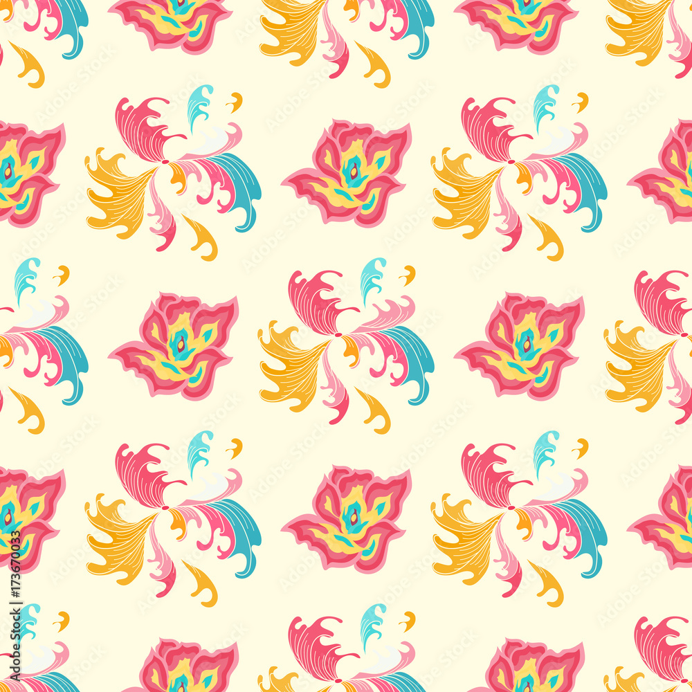 Fototapeta premium abstract psychedelic background color roses seamless pattern