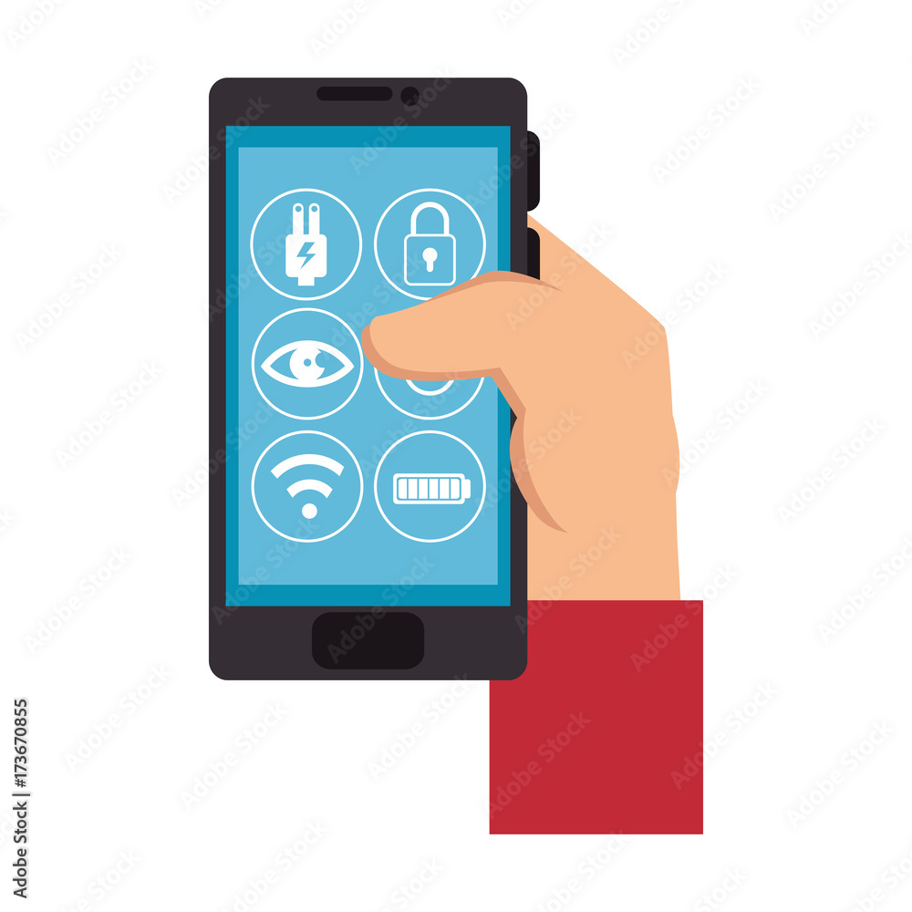 hand user with smartphone isolated icon hand user with smartphone isolated icon