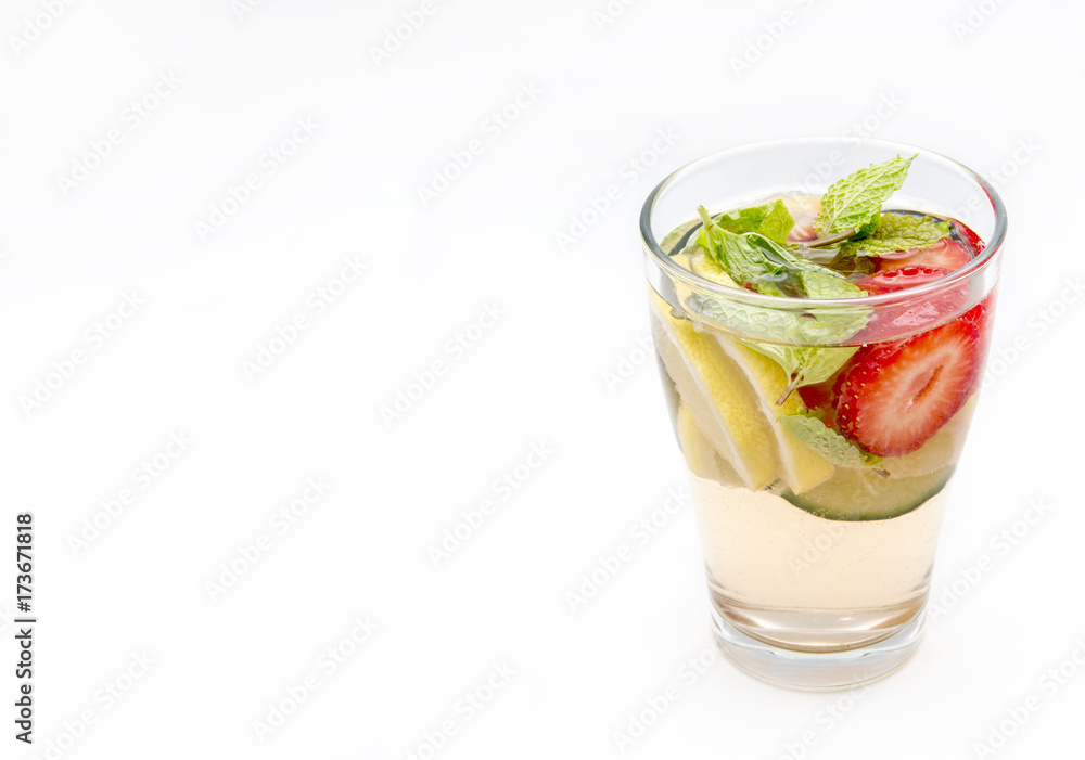 Dietary detox drink with lemon juice, strawberries and cucumber. Dietary detox drink with lemon juice, strawberries and cucumber.