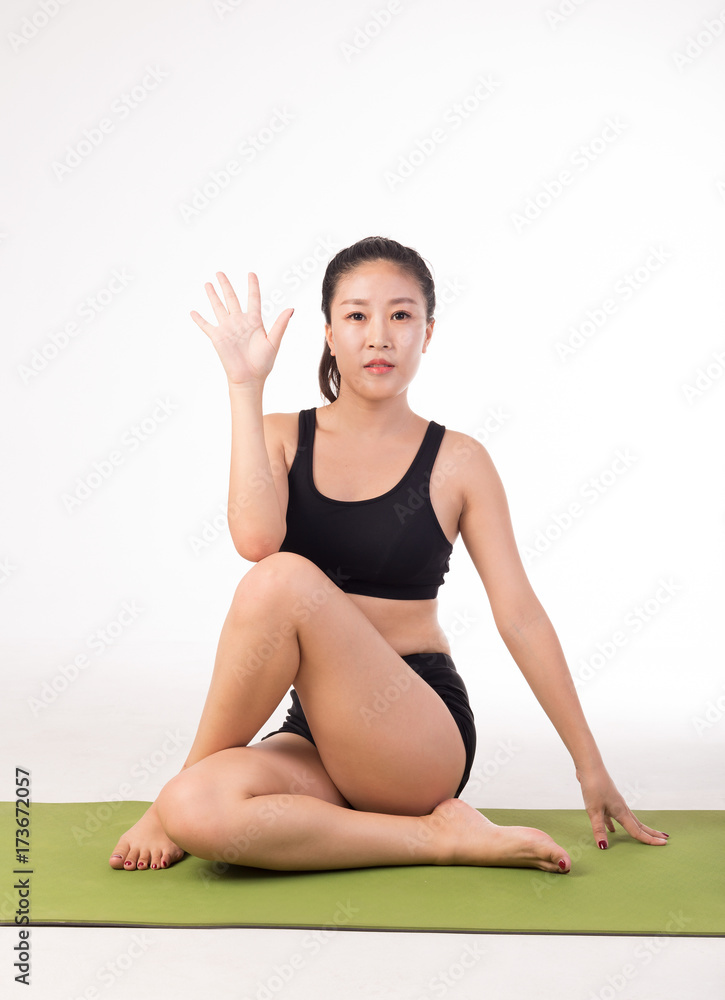 asian yoga girl Stock Photo