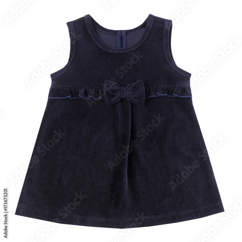 Villette dress for little girls of black color, isolated on white background