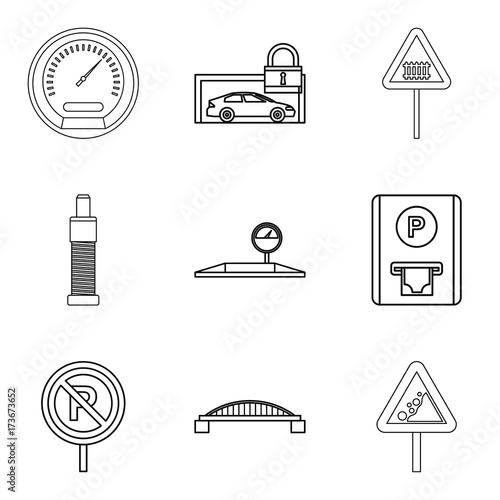 Find the way icons set, outline style