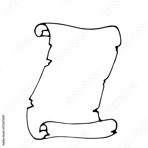 Parchment scroll. Outline icon. Hand drawn doodle