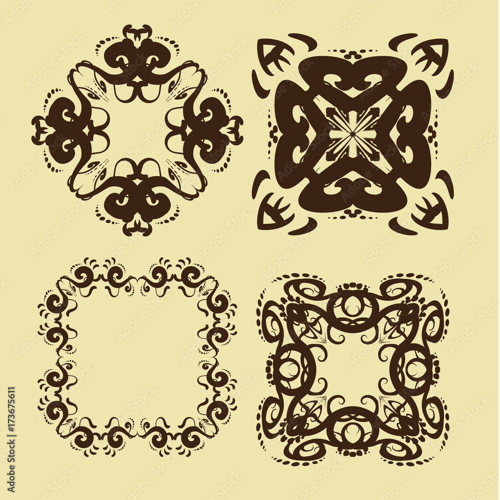 Naklejka premium Set of page divider and design elements vector illustration.