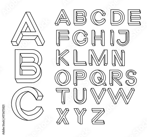 Impossible shape font. Memphis style letters.