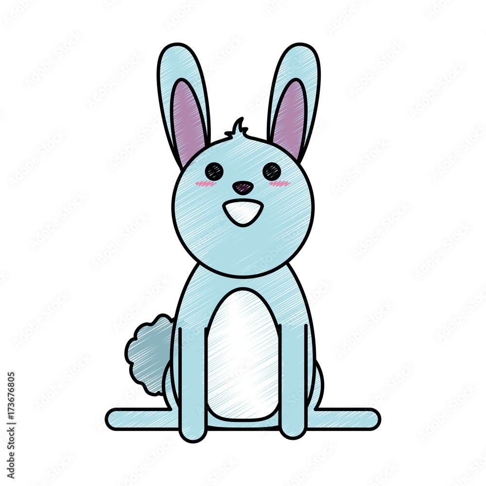 Fototapeta premium pet rabbit smiling vector icon illustration graphic design