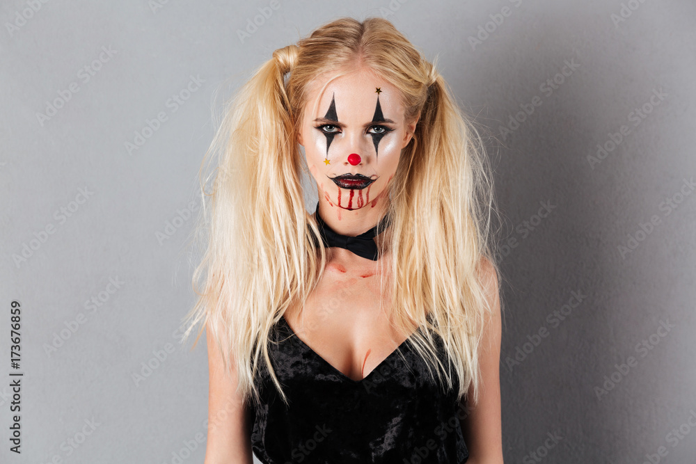 Fototapeta premium Image of beautiful blonde woman in halloween make up