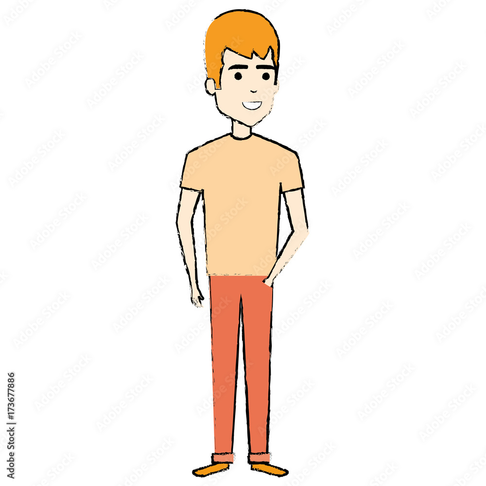 young man standing avatar character vector illustration design