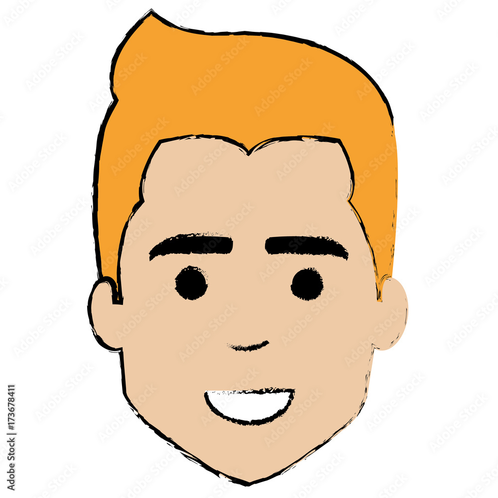 young man head avatar character vector illustration design