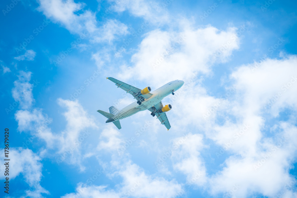 A plane flying in the sky