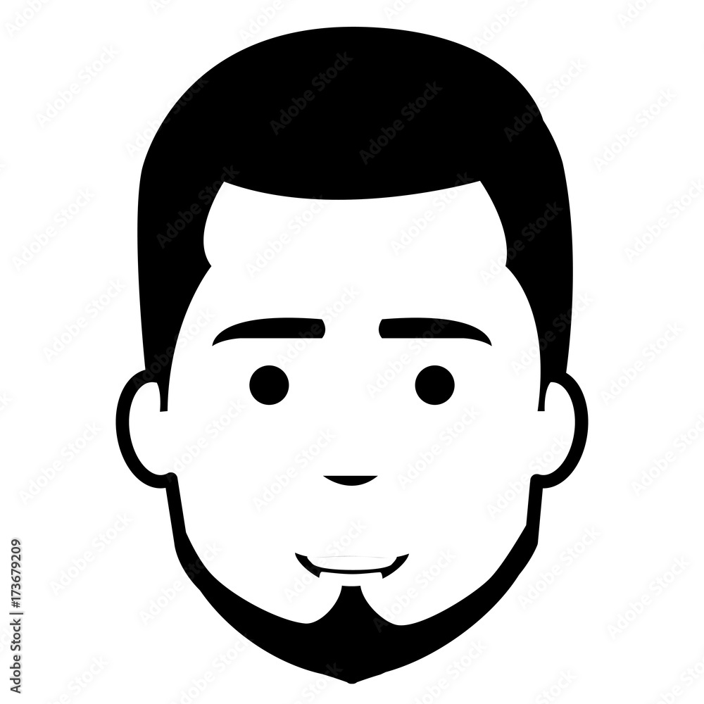 young man head avatar character vector illustration design