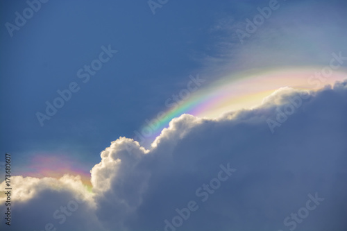 Iridescent pileus cloud, rainbow clouds background