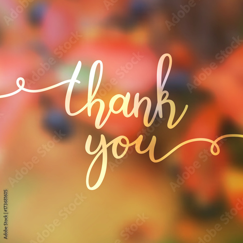 thank you lettering, vector handwritten text, card template