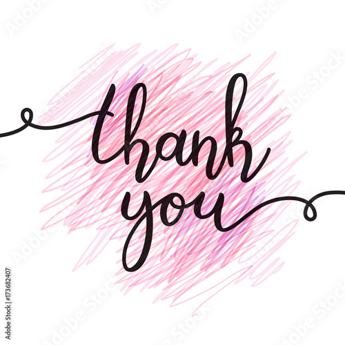thank you lettering, vector handwritten text, card template