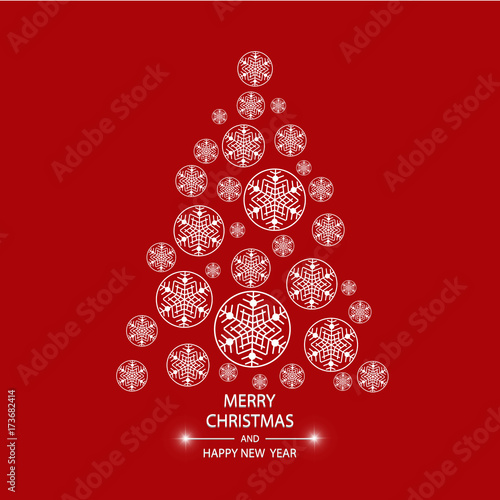 Christmas tree made of snowflakes