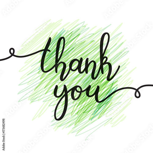 thank you lettering, vector handwritten text, card template