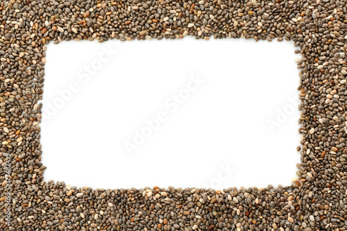 Frame made of chia seeds, isolated on white