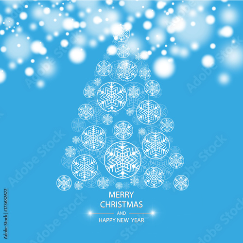 Christmas tree made of snowflakes